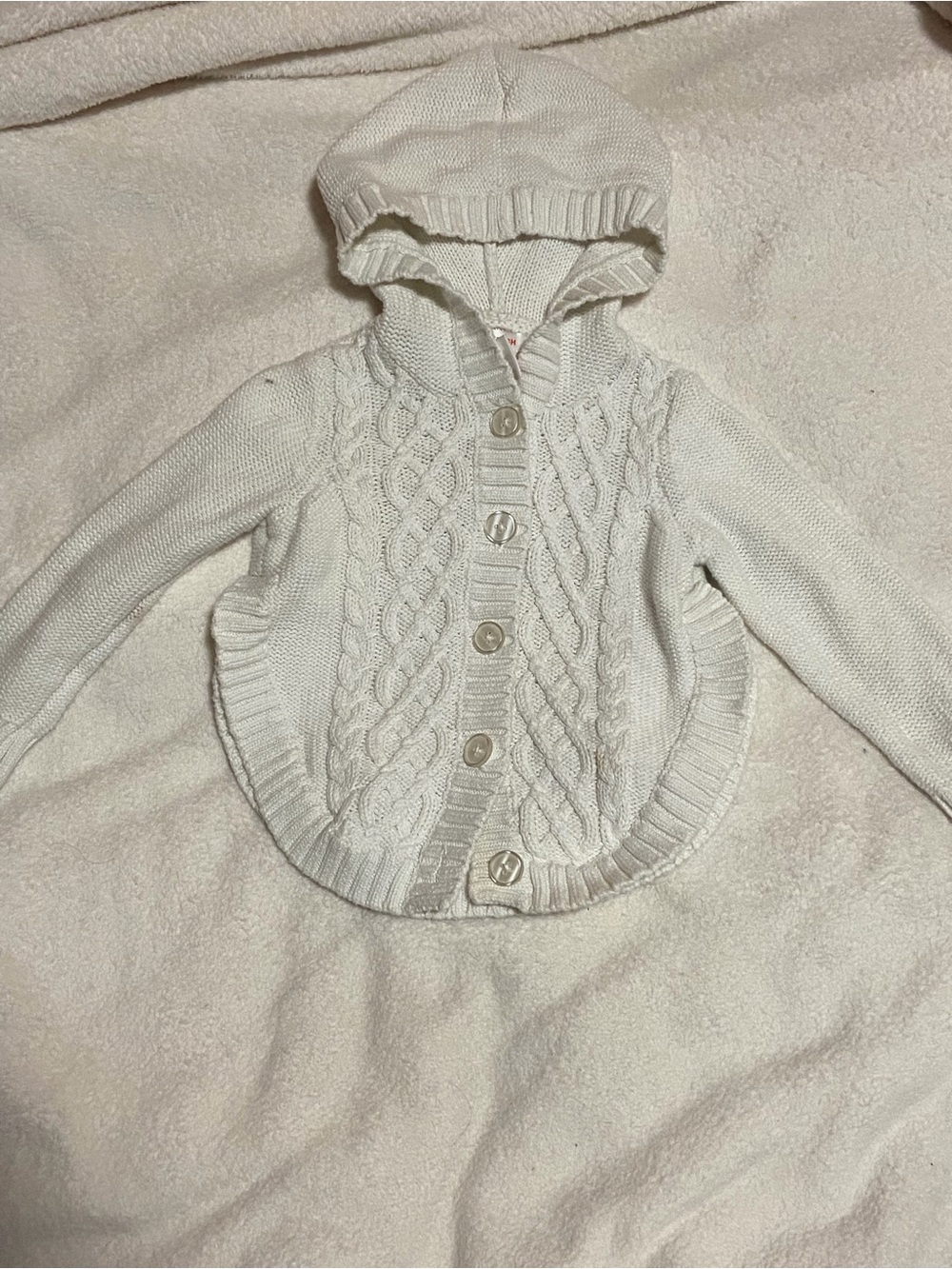 Joe Fresh Cream Hooded Cable-Knit Button Cardigan